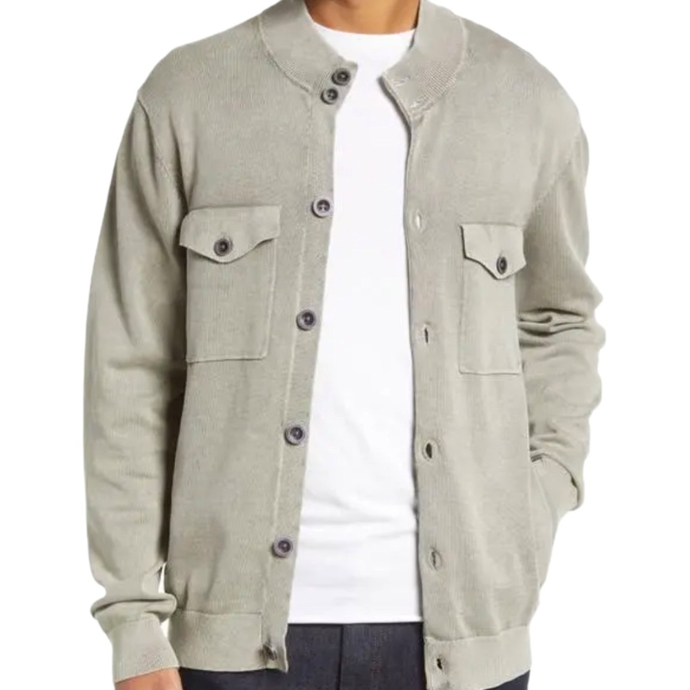 Robert Barakett Men’s Loki Mock Neck Cardigan Sage Sz L Contemporary Casual